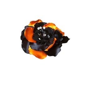 Elegant Black and Orange Floral Hair Clip